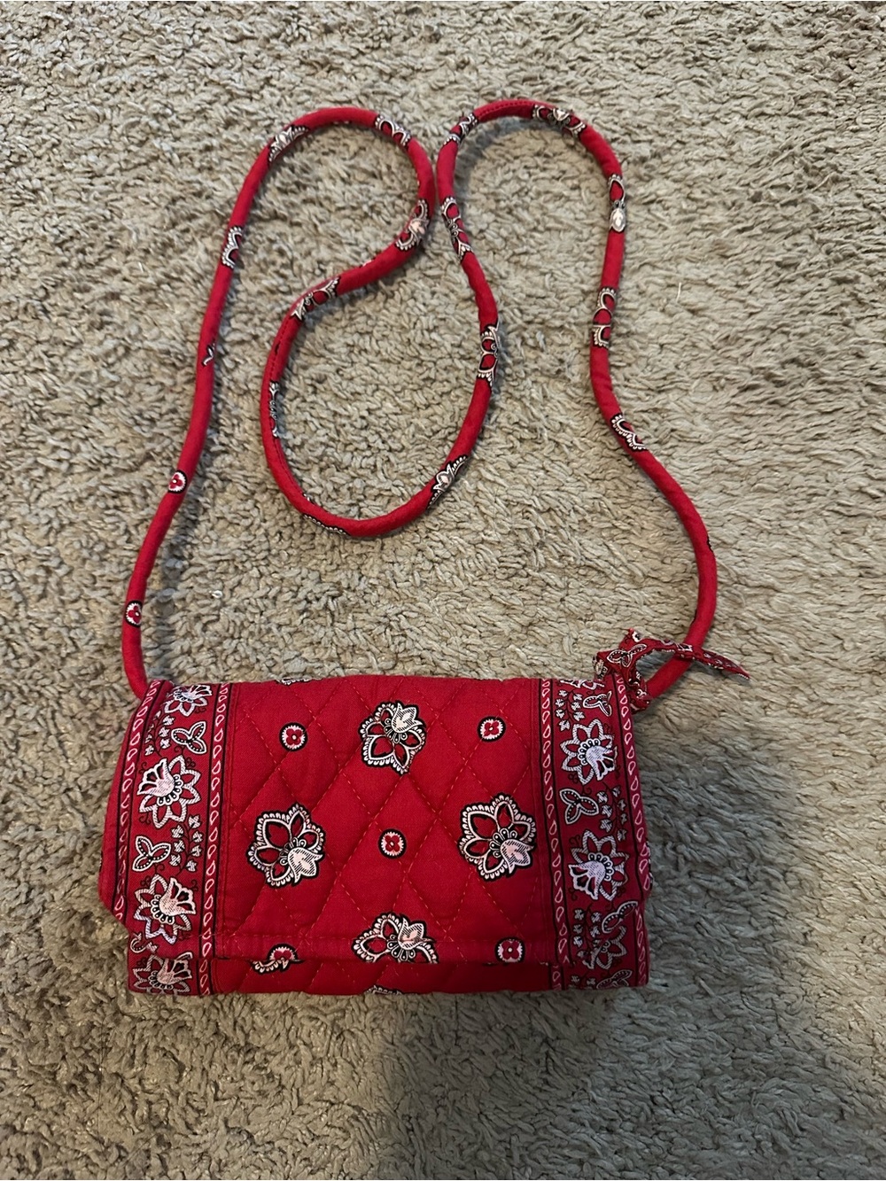 Vera Bradley Red Quilted Bandana Crossbody Bag